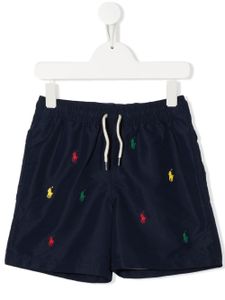 Ralph Lauren Kids short de bain à logo brodé intégral - Bleu