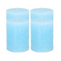 Atmosphera Stompkaars - 4x - licht blauw - 7 x 9 cm - middel rustiek model - cilinderkaars - kaa