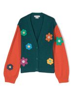 Stella McCartney Kids cardigan en crochet à fleurs brodées - Vert - thumbnail