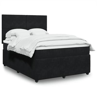 Boxspring met matras fluweel zwart 140x190 cm