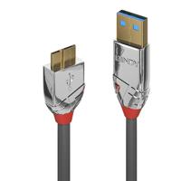 LINDY USB-kabel USB 3.2 Gen1 (USB 3.0 / USB 3.1 Gen1) USB-A stekker, USB-micro-B 3.0 stekker 0.50 m Grijs 36656