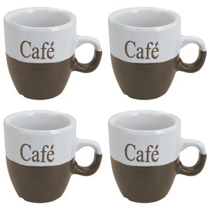 Koffiemok - set 6x stuks - lichtbruin - keramiek - 150 ml