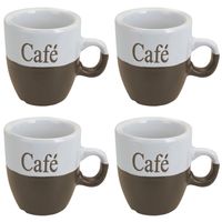 Koffiemok - set 6x stuks - lichtbruin - keramiek - 150 ml