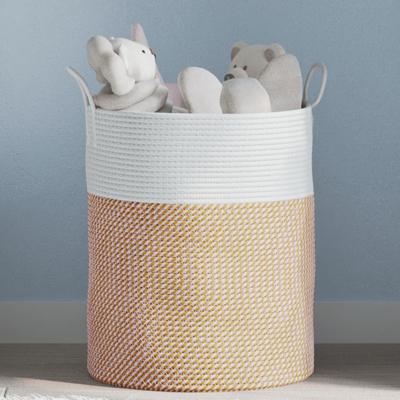 VidaXL Opbergmand ø 38x46 cm katoen bruin en wit
