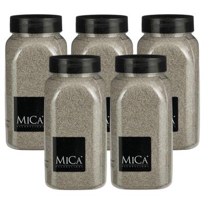 Mica Decorations decoratie zand - 5x - 650ml - lichtgrijs - hobby zandkorrels - sierzand Mica Decorations decoratie zand - 5x - 650ml - lichtgrijs - hobby zandkorrels - sierzand