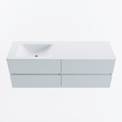 MONDIAZ VICA 140cm badmeubel onderkast Clay 4 lades. Wastafel CLOUD links 1 kraangat, kleur Talc.