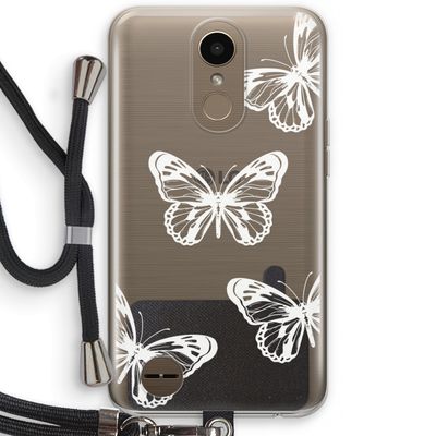 White butterfly: LG K10 (2017) Transparant Hoesje met koord