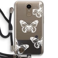 White butterfly: LG K10 (2017) Transparant Hoesje met koord