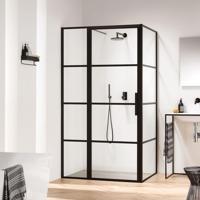 Sealskin Soho zijwand voor combinatie met een draai- en schuifdeur 100x210cm met zwart profiel en helder glas CKB011006195100