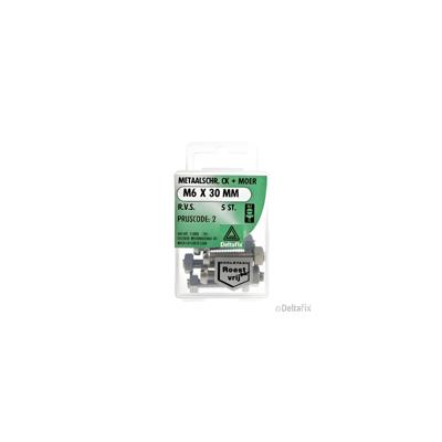 M.schroef moer ck m6x30mm rvs 5st - Deltafix