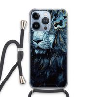 Darkness Lion: iPhone 13 Pro Transparant Hoesje met koord