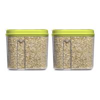 Voedselcontainer strooibus - 2x - groen - 1000 ml - kunststof - 15 x 8 x 14 cm - voorraadpot