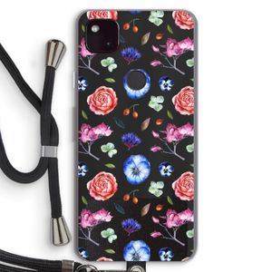 Bloemetjes: Pixel 4a 5G Transparant Hoesje met koord