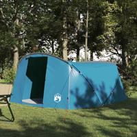 VidaXL Tunneltent met dak met opslag blauw en grijs 318 x 275 x 140 cm