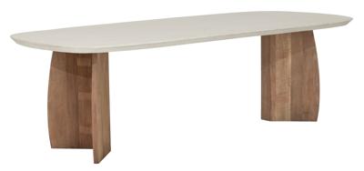 DTP Home Deens Ovale Eettafel 'Nova' Travertin en teakhout, 250 x 110cm