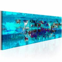 Schilderij - Abstracte Oceaan , blauw , 150x50cm