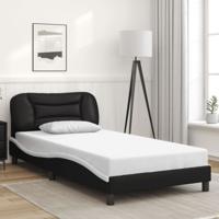 Bedframe met hoofdbord kunstleer zwart en wit 100x200 cm