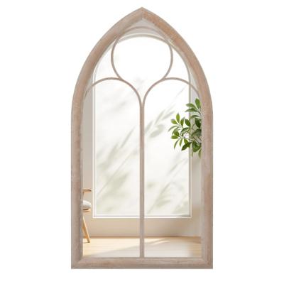 Farmhouse Raamkozijnspiegel Gebogen Wandspiegel met Metalen Frame Decoratieve Spiegel voor Binnen en Buiten in de Woonkamer Hal Open Haard Tuin 111,5 x 60,5 cm