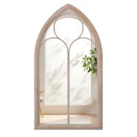 Farmhouse Raamkozijnspiegel Gebogen Wandspiegel met Metalen Frame Decoratieve Spiegel voor Binnen en Buiten in de Woonkamer Hal Open Haard Tuin 111,5 x 60,5 cm