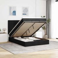 Ottoman bed met matras en LED's 140x190cm stof zwart