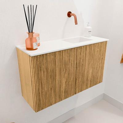 Toiletmeubel Mondiaz Joya | 70 cm | Meubelkleur Oak | Faye wastafel Talc Rechts | Zonder kraangat(en)