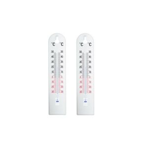 Set van 2x witte thermometer voor binnen en buiten 20 cm kunststof