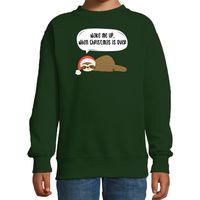 Luiaard Kerstsweater / outfit Wake me up when christmas is over groen voor kinderen - thumbnail