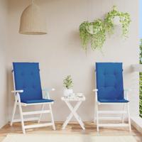 Tuinstoelkussens 2 st hoge rug 120x50x3 cm stof koningsblauw