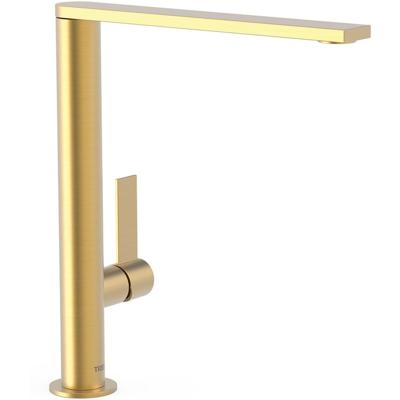 Wastafelkraan Tres Project | Opbouw | Draaibare uitloop | Mengkraan | Hoog model | 1-hendel | Rond | 24k Goud mat