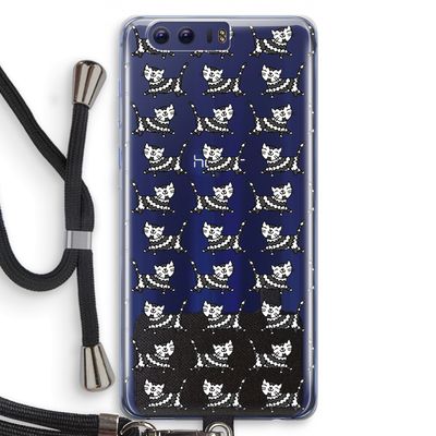 Zwarte poes: Honor 9 Transparant Hoesje met koord