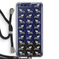 Zwarte poes: Honor 9 Transparant Hoesje met koord