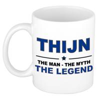 Thijn cadeau mok - man myth legend - naam koffiemok / beker - wit en blauw - 300 ml