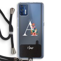 Pink Bouquet: Motorola Moto G9 Plus Transparant Hoesje met koord