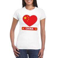 China hart vlag t-shirt wit dames China hart vlag t-shirt wit dames