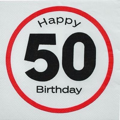 50 jaar stopbord servetten - Leeftijd verjaardag - 40x stuks - papier - feestartikelen