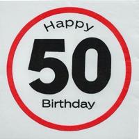 50 jaar stopbord servetten - Leeftijd verjaardag - 40x stuks - papier - feestartikelen