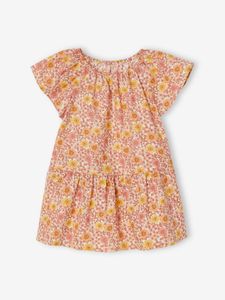 Babyjurk met bloemen en vlindermouwen wit, bedrukt