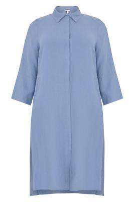 Yoek Lange blouse splitten linnen | Indigo | Maat 54/56