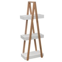 Badkamermeubel - Badkamer Rekje - Badkamer Kastje - 3 Schappen - Natuurlijke Look - Bamboe - MDF - Naturel - Wit - 82x18x30cm Badkamermeubel - Badkamer Rekje - Badkamer Kastje - 3 Schappen - Natuurlijke Look - Bamboe - MDF - Naturel - Wit - 82x18x30cm