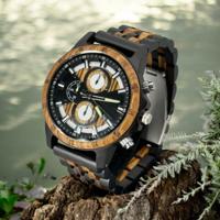 TimberWood DualForce™ - Herenhorloge van Zwart- en Zebrahout