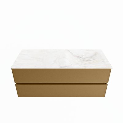 MONDIAZ VICA-DLUX 120cm badmeubel onderkast Oro 2 lades. Inbouw wastafel CLOUD rechts zonder kraangat, kleur Ostra.