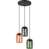 LED Hanglamp - Hangverlichting - Trion Crog - E27 Fitting - 3-lichts - Rond - Mat Zwart - Metaal