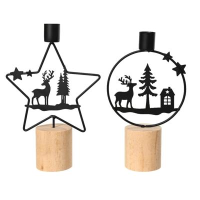 Kandelaar kerst ijzer zwart 14x5,5x21cm
