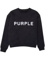 Purple Brand logo-embroidered cotton sweatshirt - Noir - thumbnail