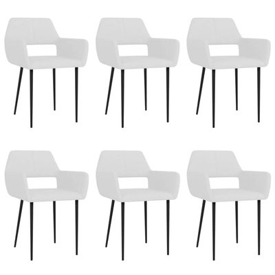 Vidaxl Eetkamerstoelen 6 St Stof Wit Vidaxl Eetkamerstoelen 6 St Stof Wit