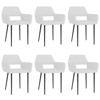 Vidaxl Eetkamerstoelen 6 St Stof Wit - thumbnail