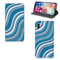 Apple iPhone Xs Max | Hoesje met Magneet | Waves Blue Apple iPhone Xs Max | Hoesje met Magneet | Waves Blue