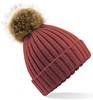 Beechfield CB412 Faux Fur Pop Pom Chunky Beanie - Orange Rust - One Size