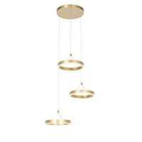 QAZQA Hanglamp messing rond incl. LED 3-staps dimbaar 3-lichts -