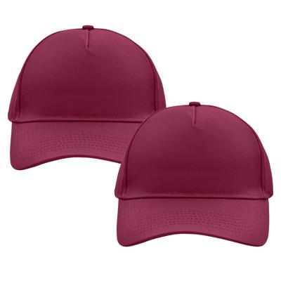 Baseball pet/cap - 2x - bordeaux rood - volwassenen - Voordelige caps - katoen